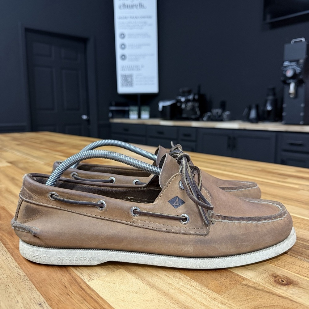 Sperry Top-Sider Men's 10.5 M Brown Leather Boat Shoes Moc Toe Classic